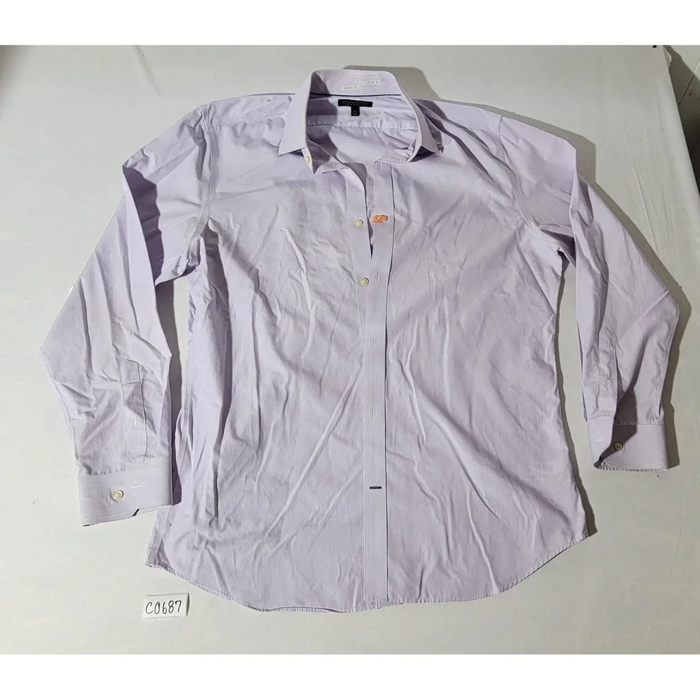 Banana‎ Republic Mens XL Tailored Slim Fit Non-Iron Micro Stripe Shirt Violet